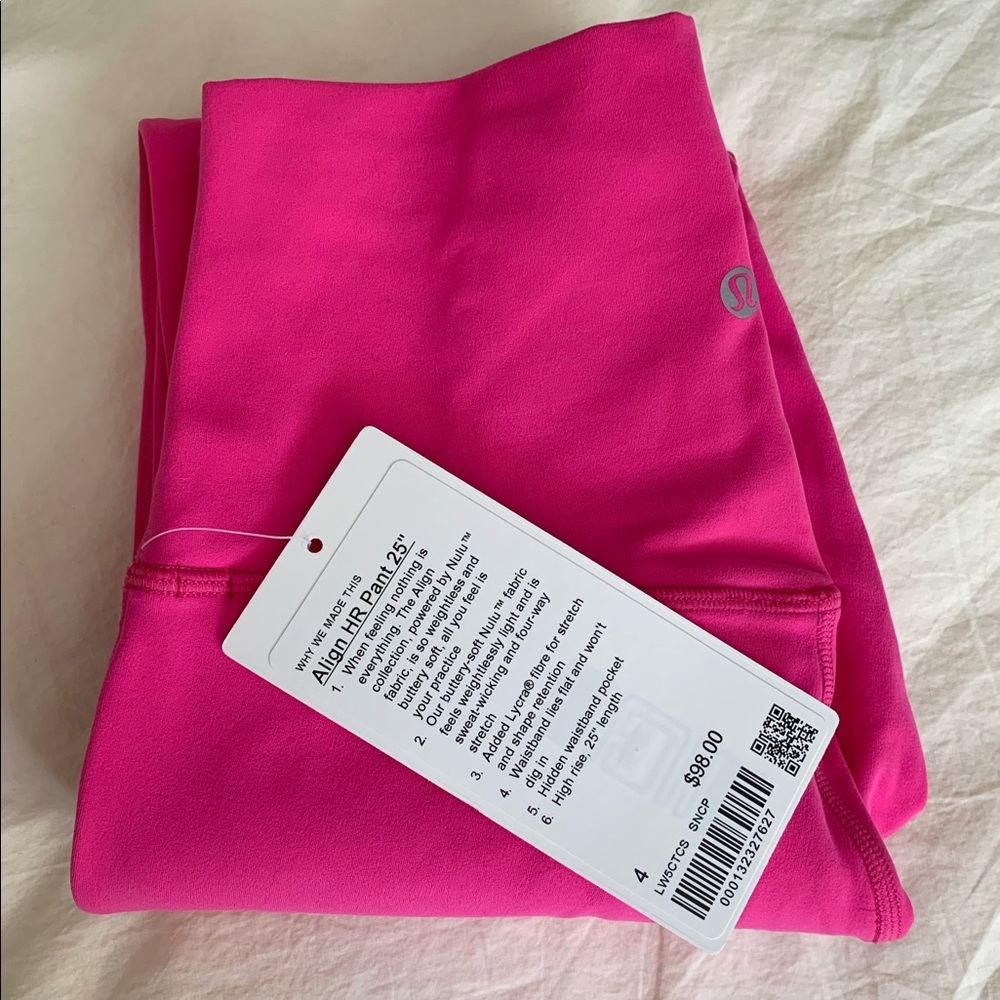 Lululemon Align Pant 25” Sonic Pink Size 4 NWT